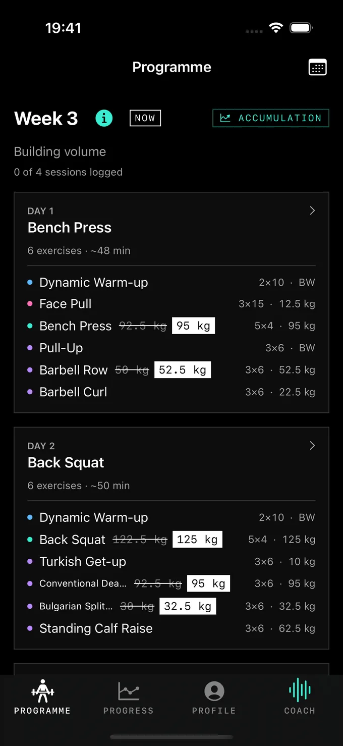 Granite — the training week the engine builds